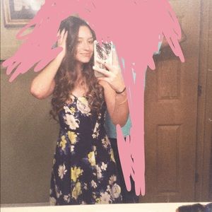 Worn once! Deep blue and flower dress!